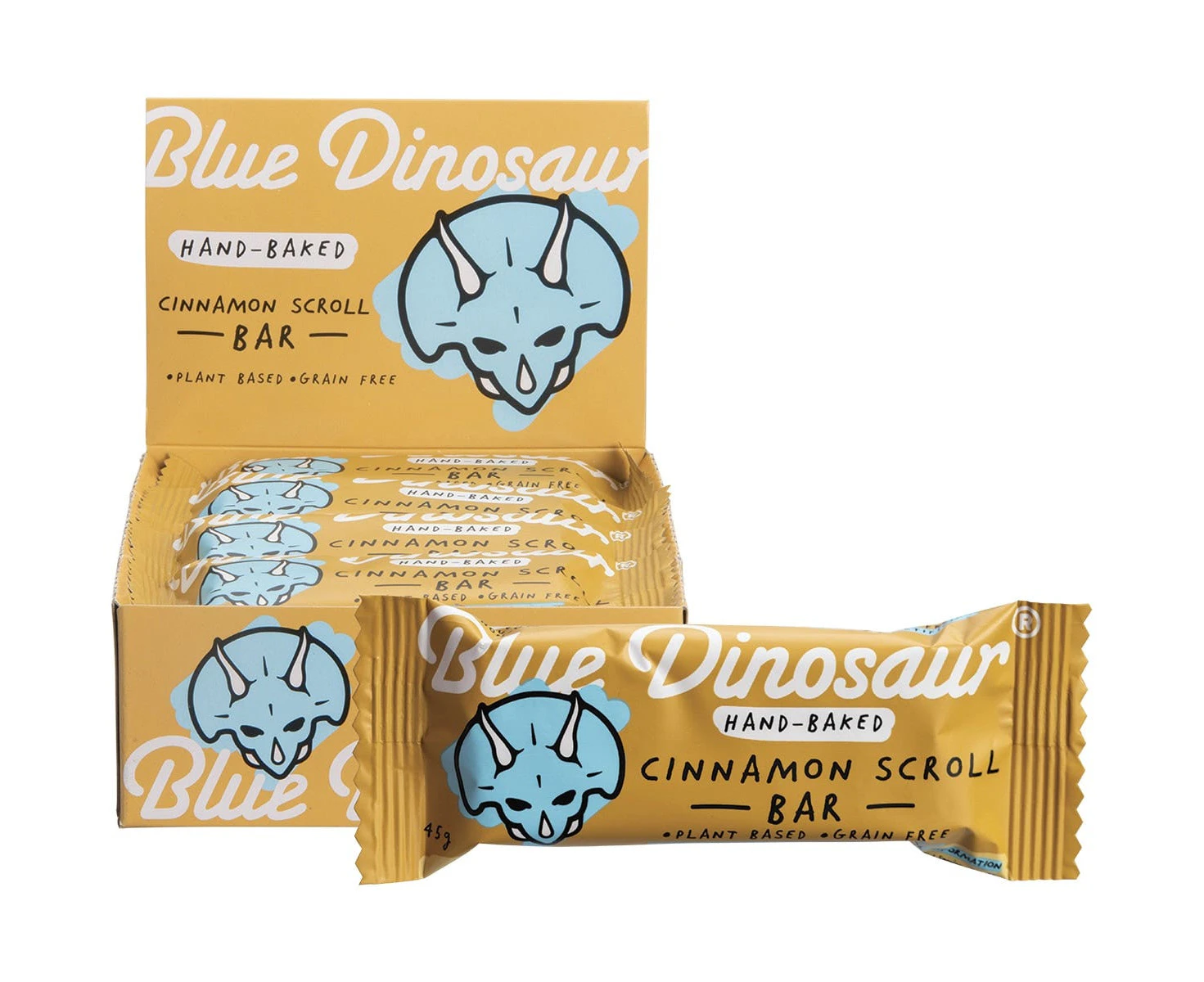 Blue Dinosaur Bar Cinnamon Scroll 45g (Pack of 12)