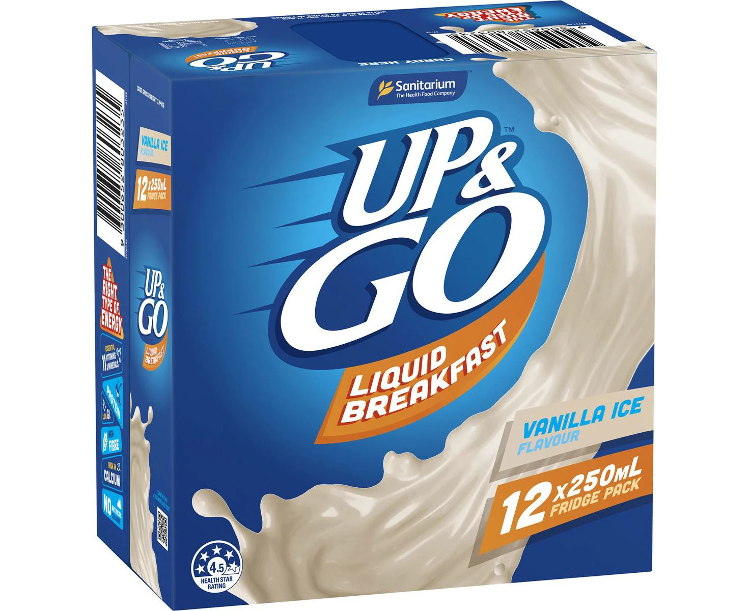 Up & Go Vanilla Milk Liquid Breakfast Cartons 250ml X 12 Cartons