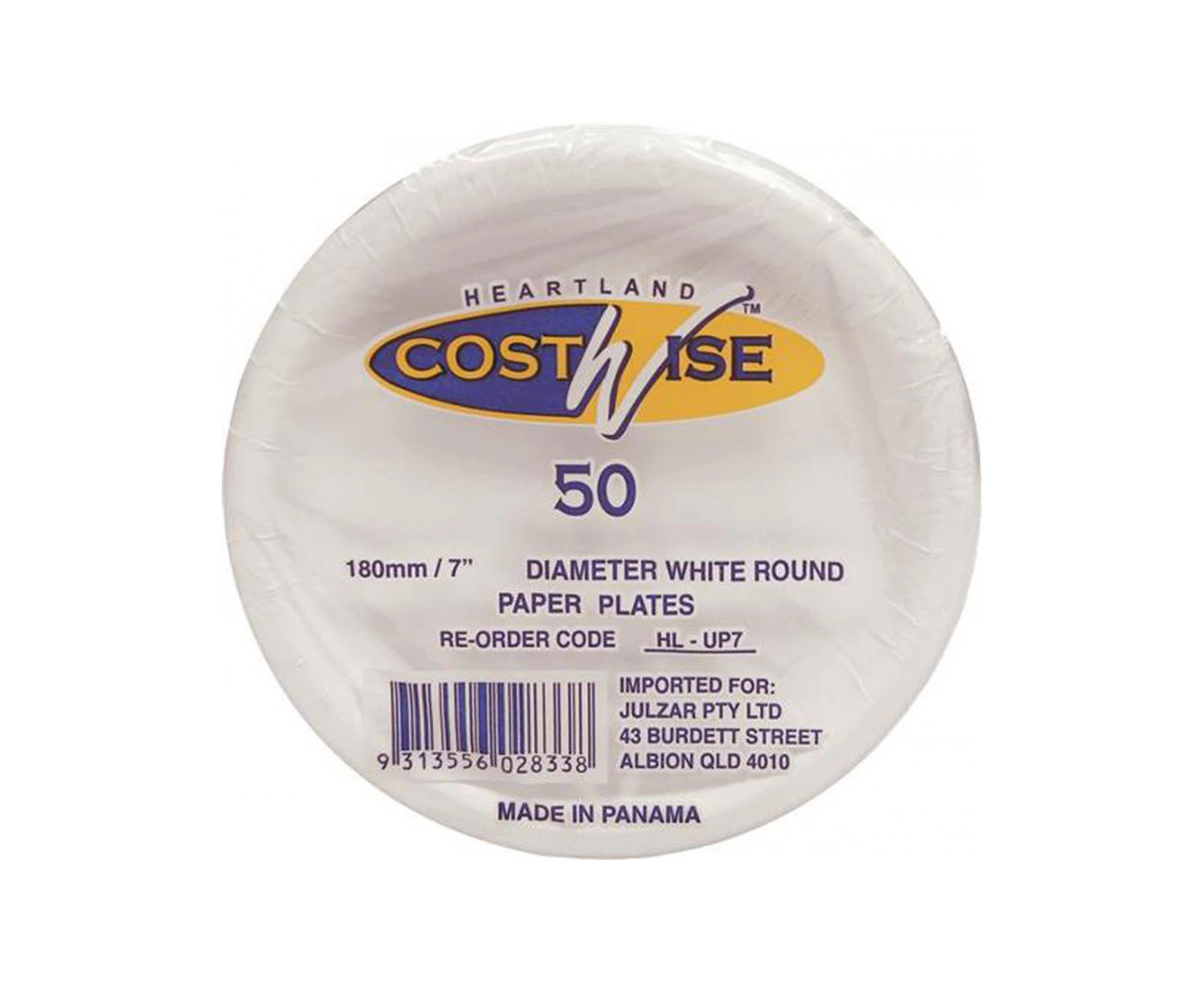 Costwise Uncoated Paper Plates 180m 50 Pack x 1