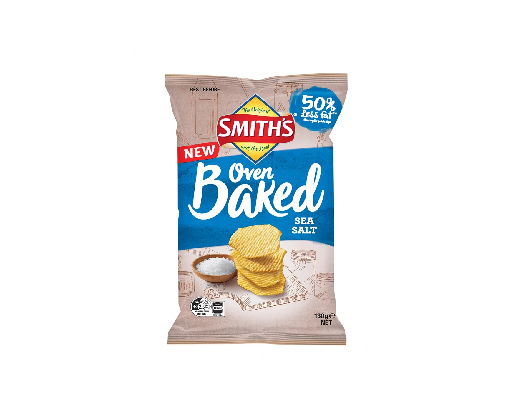 Smiths Oven Baked Sea Salt 130g x 1