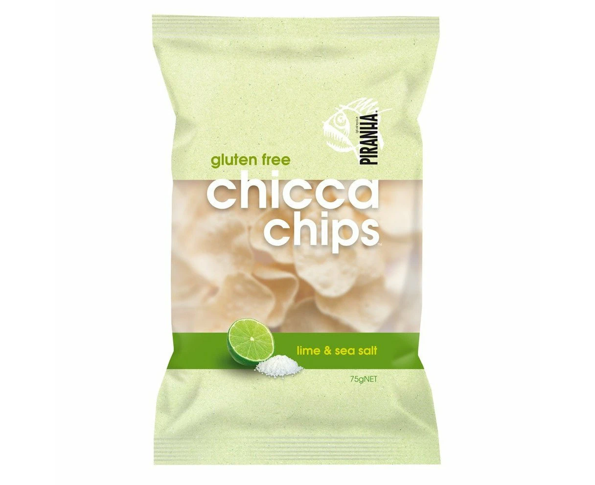 Piranha Chicca Chips Lime & Sea Salt 75g (Pack of 12)