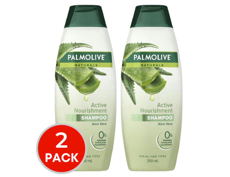 2 x Palmolive Naturals Active Nourishment Shampoo 350mL - Aloe Vera Paraben Free