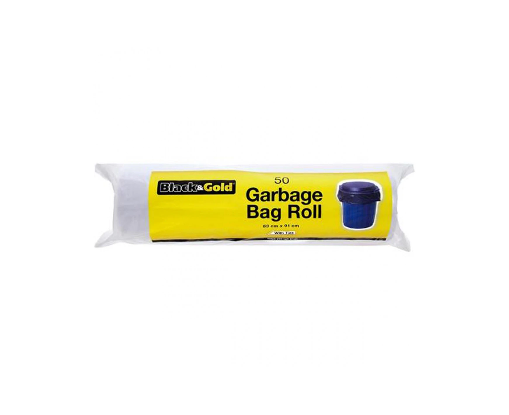 Black & Gold Garbage Bags Roll 63cm X 91 Cms With Ties 50 Pack