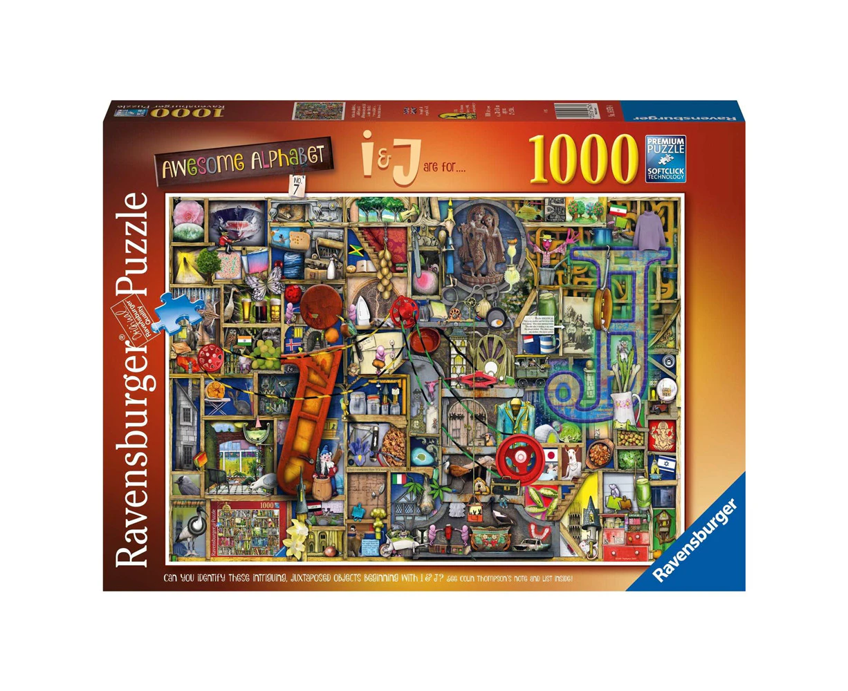 1000pc Ravensburger Awesome Alphabet I and J Family Jigsaw Puzzle Set