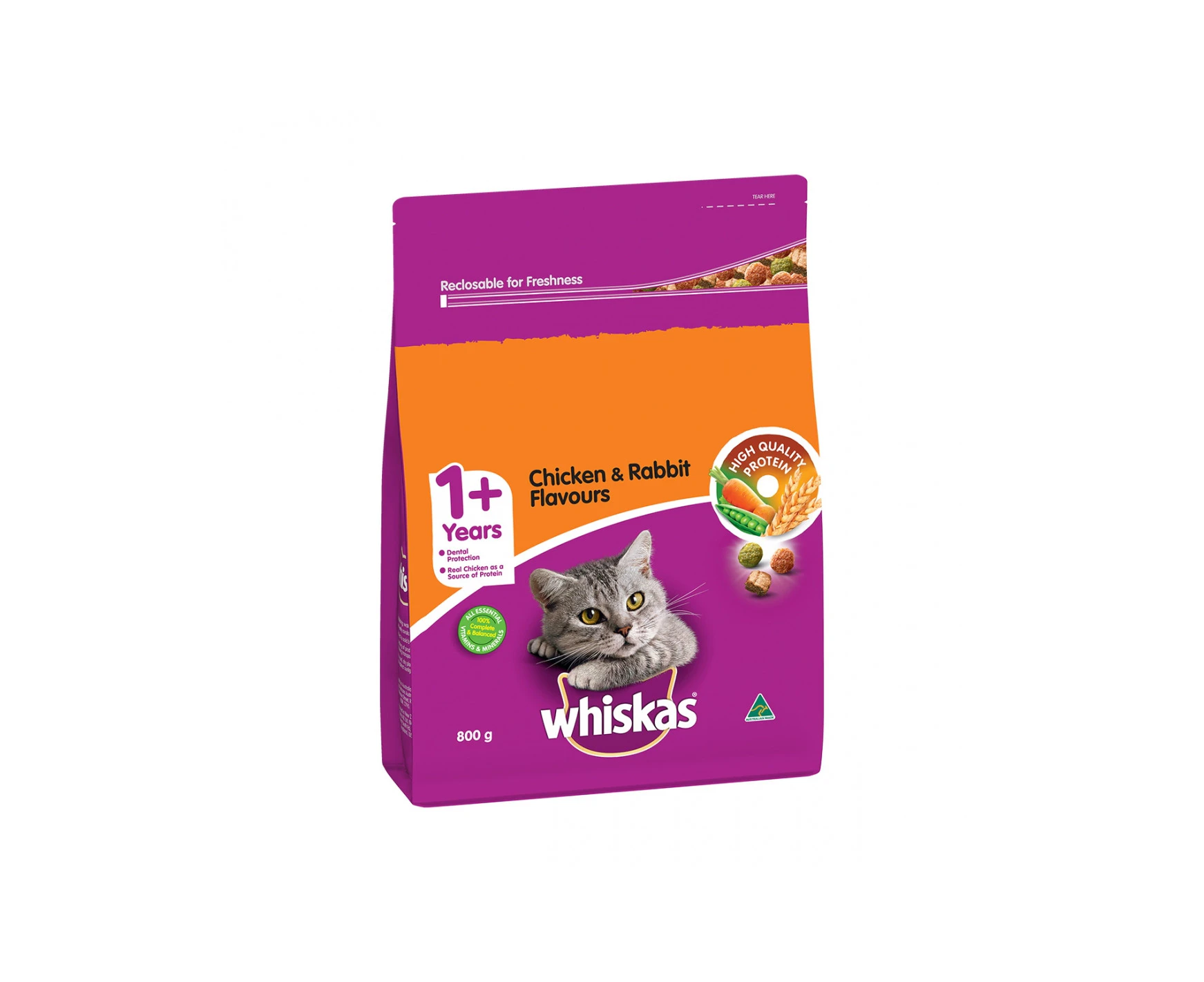 Whiskas Chicken & Rabbit Flavour Bag 800g x 1