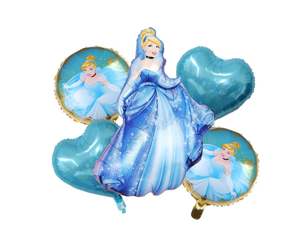 5PC Cinderella Disney Princess Foil Balloon Set Kids Birthday Party Supplies Decoration