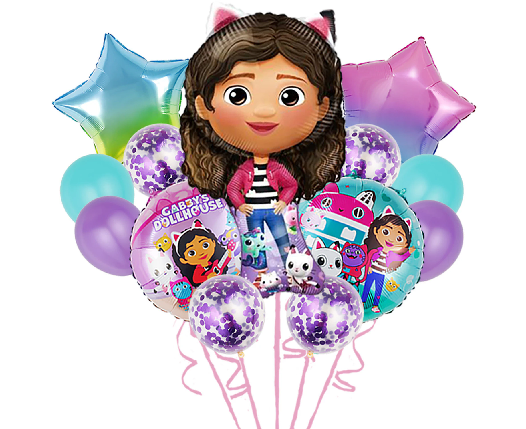 13PC Gabbys Dollhouse Foil Balloon Set Kids Birthday Party Supplies Decoration