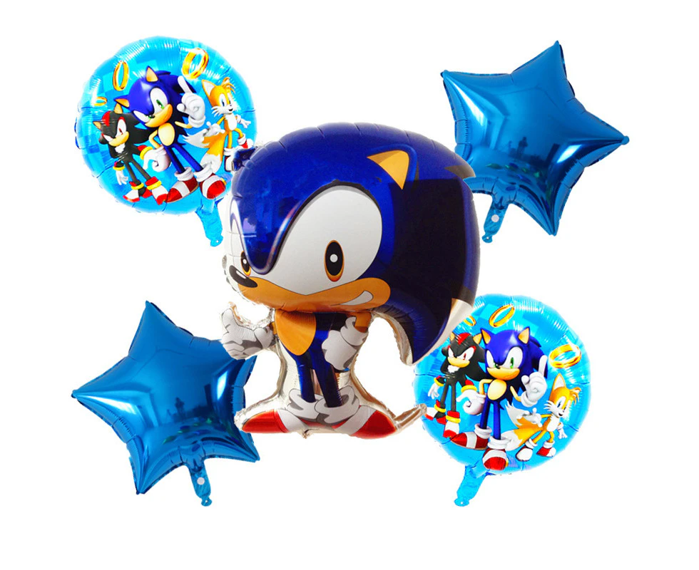 5PC Sonic the Hedgehog Foil Balloon Set Kids Birthday Party Supplies Decoration