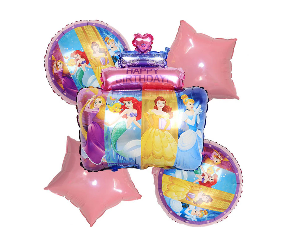 5PC Disney Princess Foil Balloon Set Kids Birthday Party Supplies Decoration