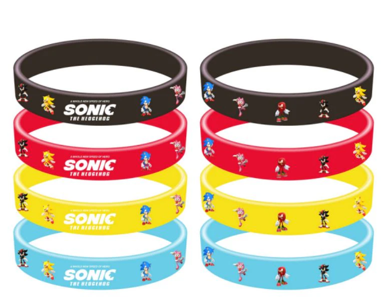 Sonic the Hedgehog Wristbands Party Bracelets Birthday Favours Lolly Bag Filler 12PC