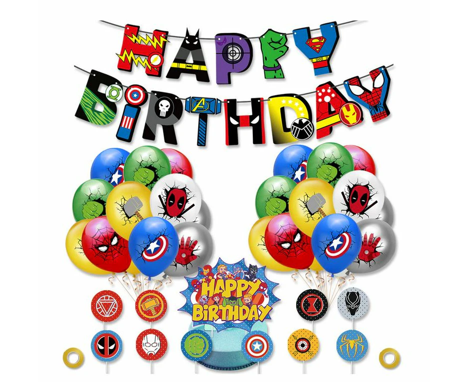 Avengers Superhero Birthday Decorations Party Supplies Balloons Cake Topper Banner