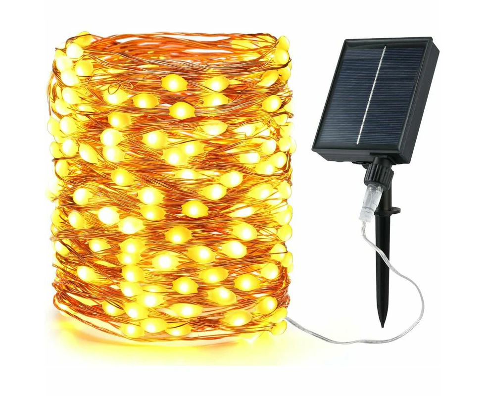 Outdoor Solar String Lights, BrizLabs 20m 200 LED Copper Wire, Waterproof, 8 Modes (White)