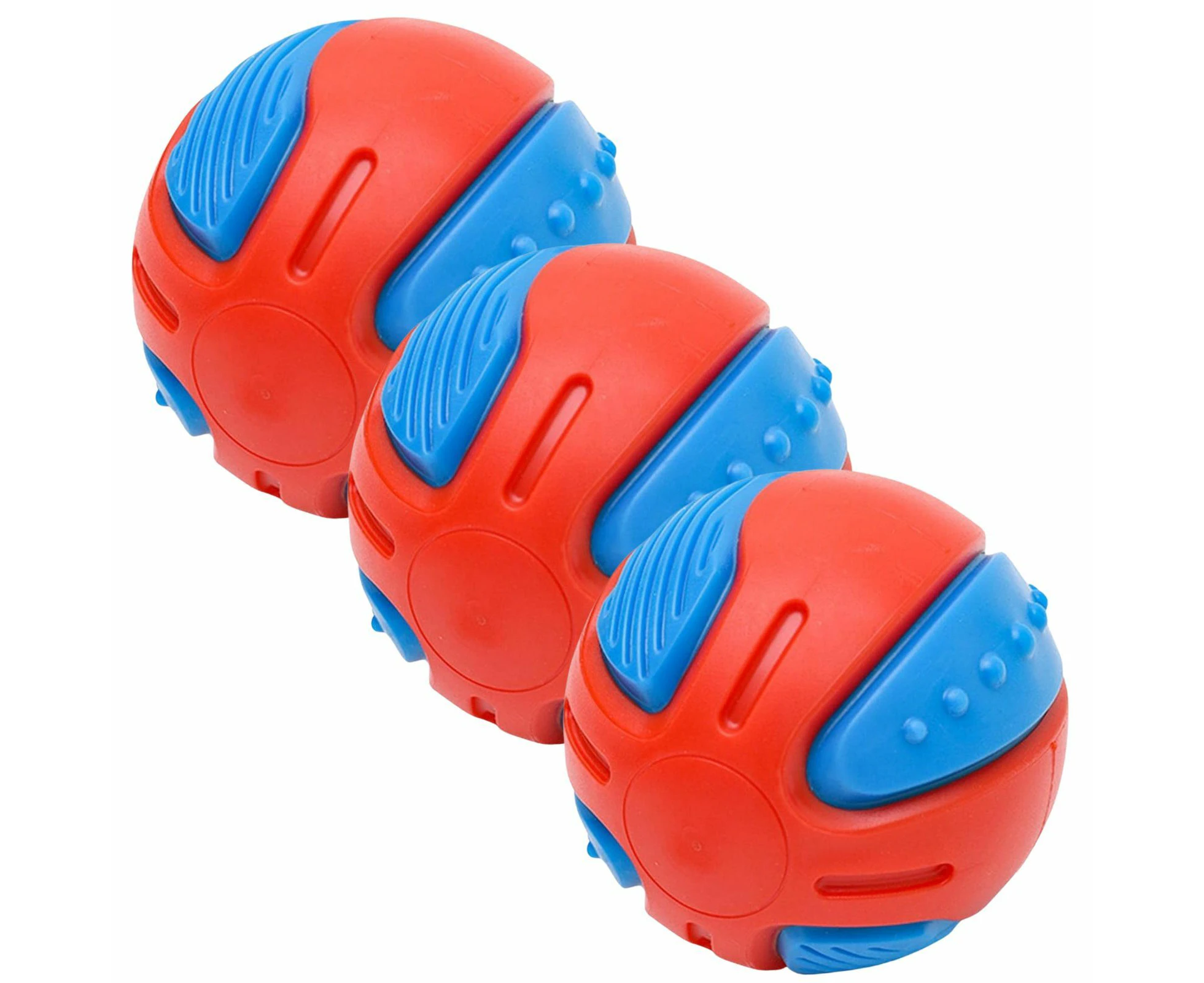 3x Dog Squeaky Ball Fun Training Indestructible Tooth Cleaning Puppy 8cm