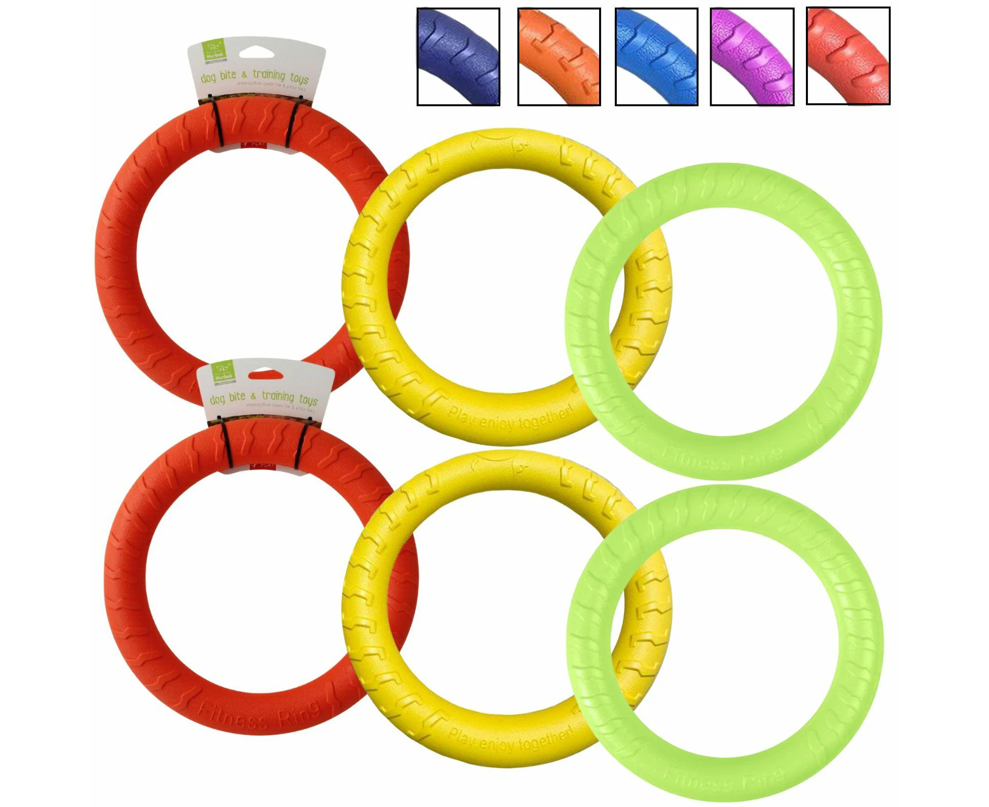 6x Medium 20cm Lightweight Dog Toy Chew Floating Training Ring for Chewers Pet