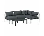 Gardeon 4 Seater Outdoor Sofa Set Aluminium Patio Furniture Setting 4PC Charcoal