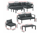 Gardeon 4 Seater Outdoor Sofa Set Aluminium Patio Furniture Setting 4PC Charcoal