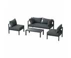 Gardeon 4 Seater Outdoor Sofa Set Aluminium Patio Furniture Setting 4PC Charcoal