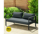 Gardeon 4 Seater Outdoor Sofa Set Aluminium Patio Furniture Setting 4PC Charcoal