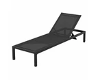 Gardeon Sun Lounge Outdoor Lounger Aluminium Folding Beach Chair Wheels Black