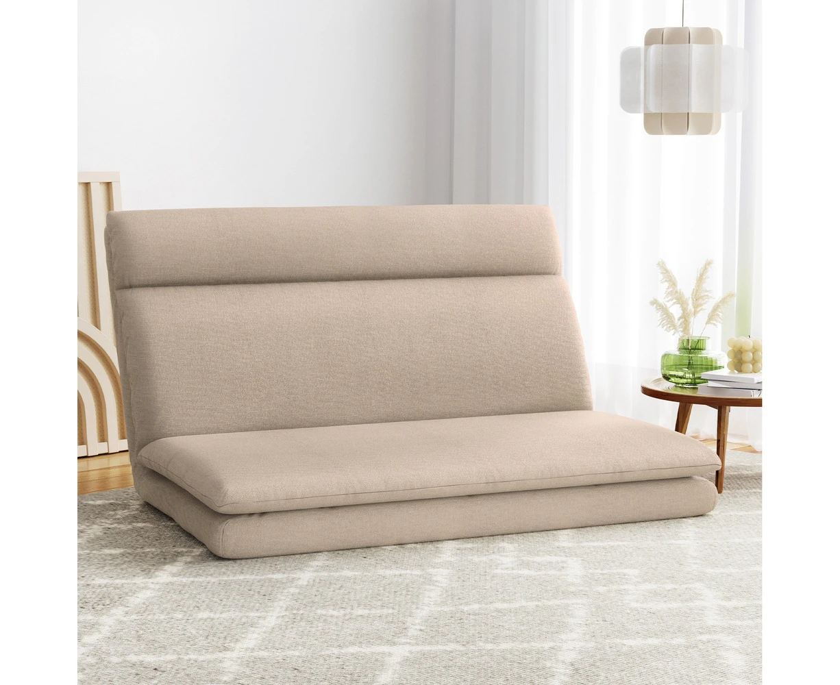 Artiss Floor Lounge Sofa Bed 2 Seater Linen Beige