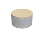 Artiss Storage Ottoman Blanket Box 60cm Linen Round Grey