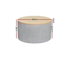 Artiss Storage Ottoman Blanket Box 60cm Linen Round Grey