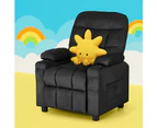 Keezi Kids Recliner Chair Black Velvet Sofa Lounge Couch Children Charis Armchair