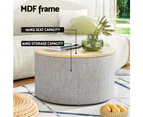 Artiss Storage Ottoman Blanket Box 60cm Linen Round Grey