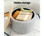 Artiss Storage Ottoman Blanket Box 60cm Linen Round Grey