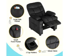 Keezi Kids Recliner Chair Black Velvet Sofa Lounge Couch Children Charis Armchair