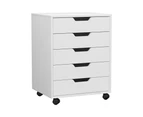 Artiss 5-Drawer Filing Cabinet Mobile Rolling Storage Cabinet Chest of Drawers Stand White