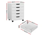 Artiss 5-Drawer Filing Cabinet Mobile Rolling Storage Cabinet Chest of Drawers Stand White