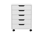 Artiss 5-Drawer Filing Cabinet Mobile Rolling Storage Cabinet Chest of Drawers Stand White