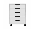 Artiss 5-Drawer Filing Cabinet Mobile Rolling Storage Cabinet Chest of Drawers Stand White