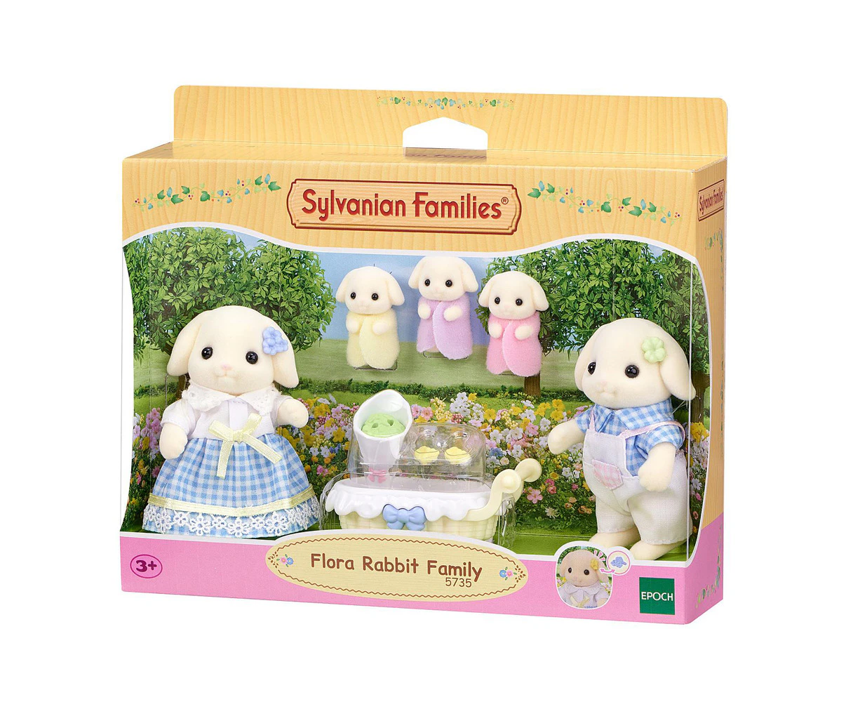 7pc Sylvanian Families Flora Rabbit Family Kids Collectible Animal Figure Toy 3+