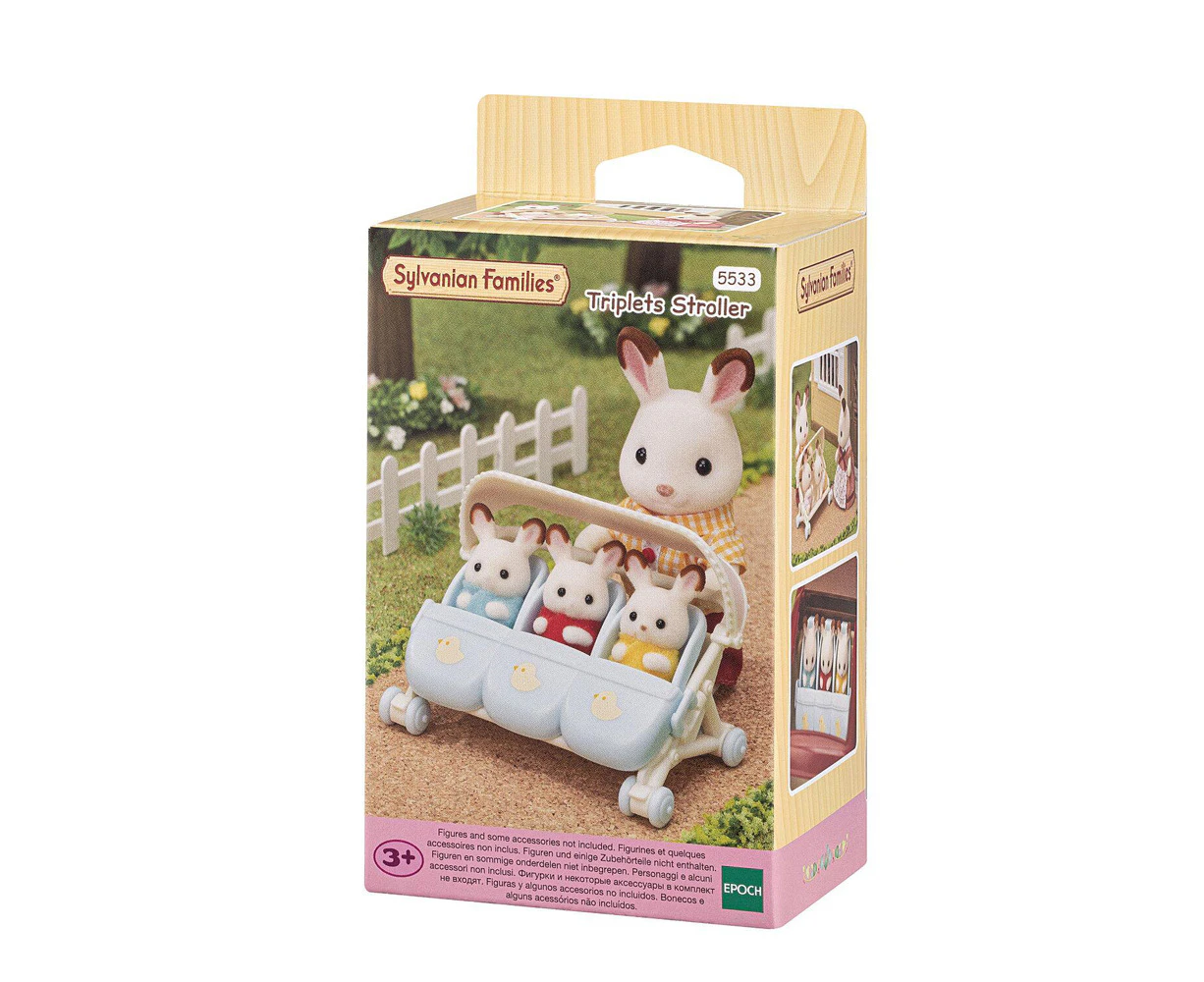 4pc Sylvanian Families Triplets Stroller Dollhouse Accessory Kids Play Toy 3+