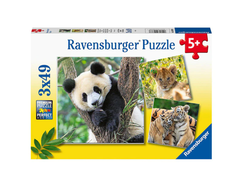 3x49pc Ravensburger Panda Lion and Tiger Theme Jigsaw Kids/Childrens Puzzle 5Y+