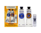 Shea Travel Must Haves Set by LOccitane for Unisex - 3 Pc 1oz Shea Dry Skin Hand Cream, 1oz Shea Dry Skin Foot Cream, 0.15oz Shea Butter Ultra Rich LipBalm