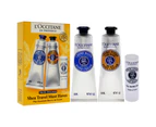 Shea Travel Must Haves Set by LOccitane for Unisex - 3 Pc 1oz Shea Dry Skin Hand Cream, 1oz Shea Dry Skin Foot Cream, 0.15oz Shea Butter Ultra Rich LipBalm