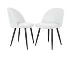 ALFORDSON Dining Chairs Set of 2 Accent Seat Velvet White