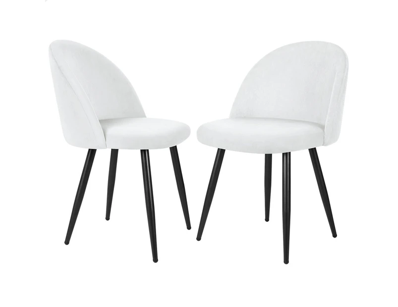 ALFORDSON Dining Chairs Set of 2 Accent Seat Velvet White