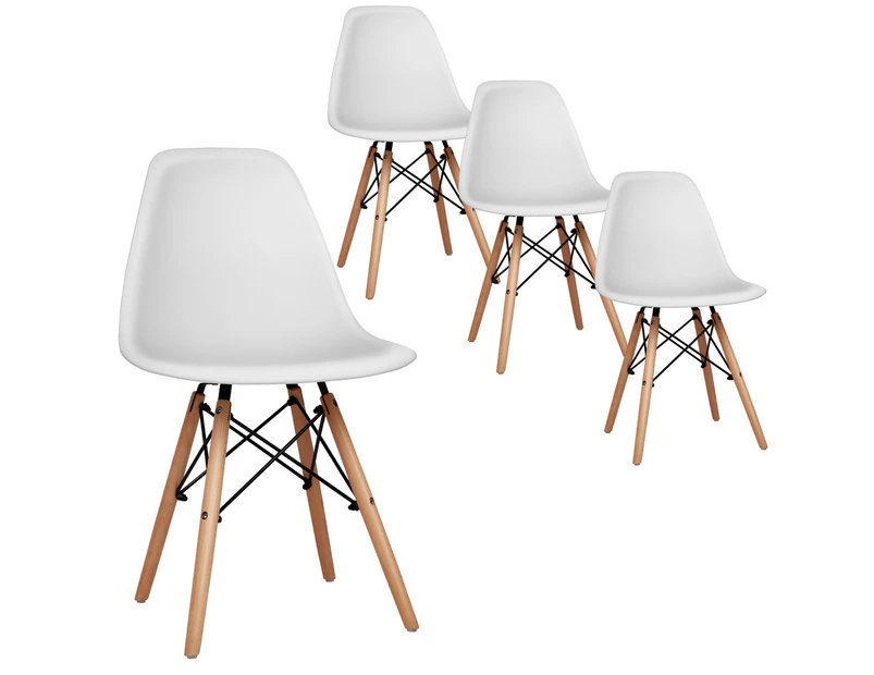 ALFORDSON Dining Chairs Set of 4 Steel Wooden White