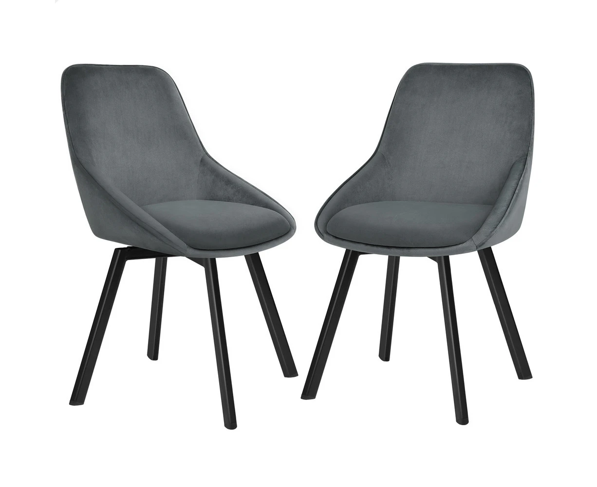 ALFORDSON Dining Chairs Set of 2 Swivel Velvet Grey