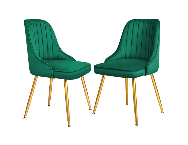 ALFORDSON Dining Chairs Set of 2 Velvet Green