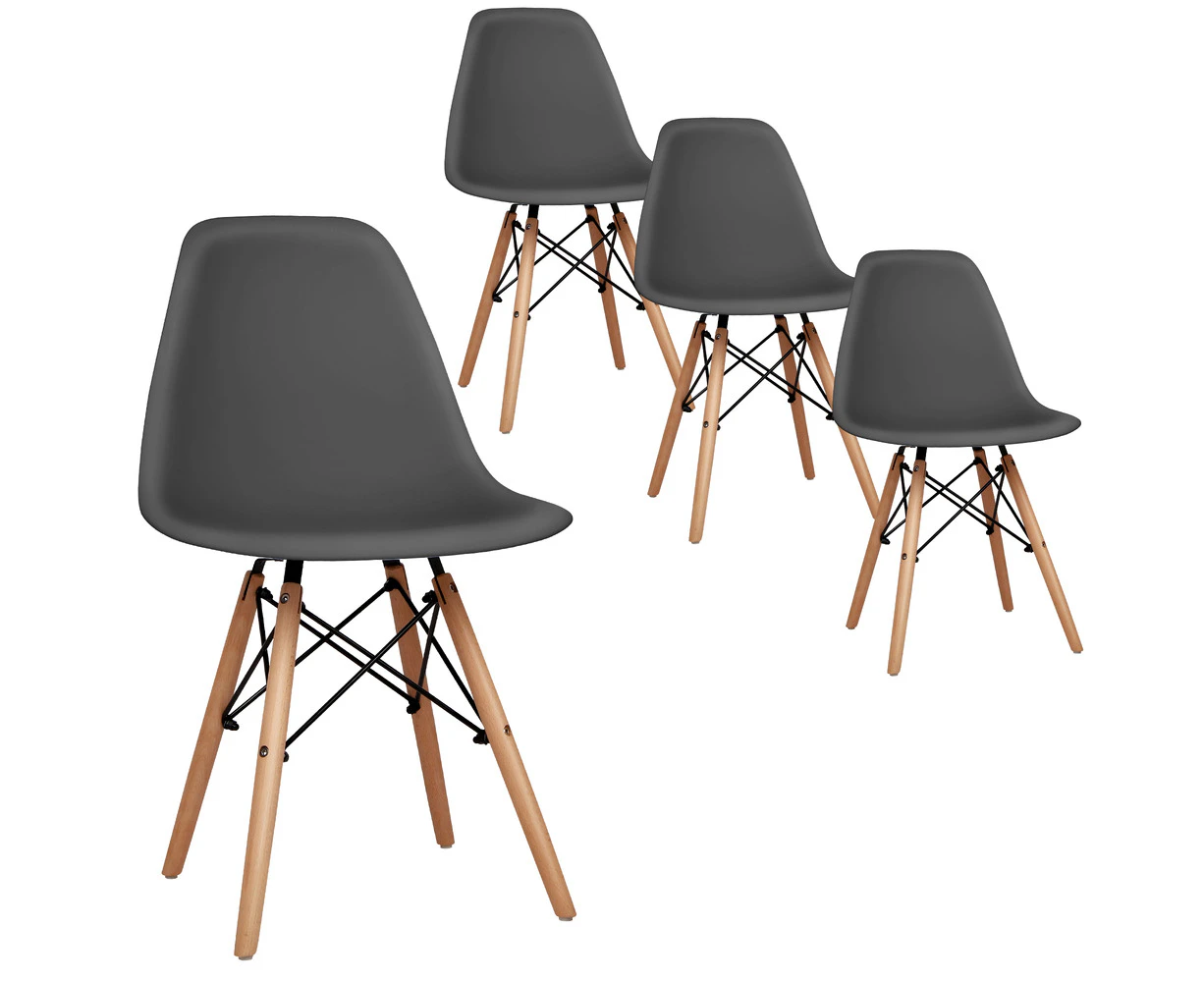 ALFORDSON Dining Chairs Set of 4 Steel Wooden Grey