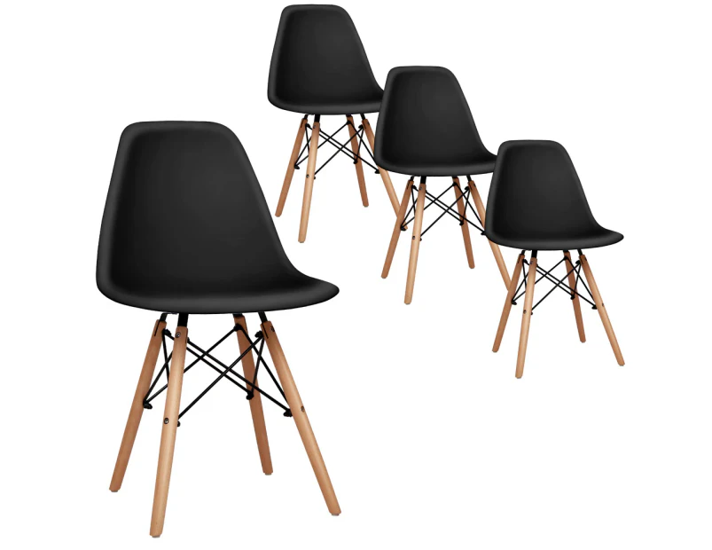 ALFORDSON Dining Chairs Set of 4 Steel Wooden Black