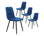 ALFORDSON Dining Chair Set of 4 Kitchen Lounge Cafe Velvet Blue