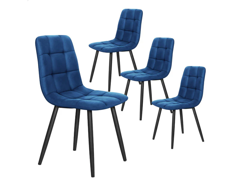 ALFORDSON Dining Chair Set of 4 Kitchen Lounge Cafe Velvet Blue