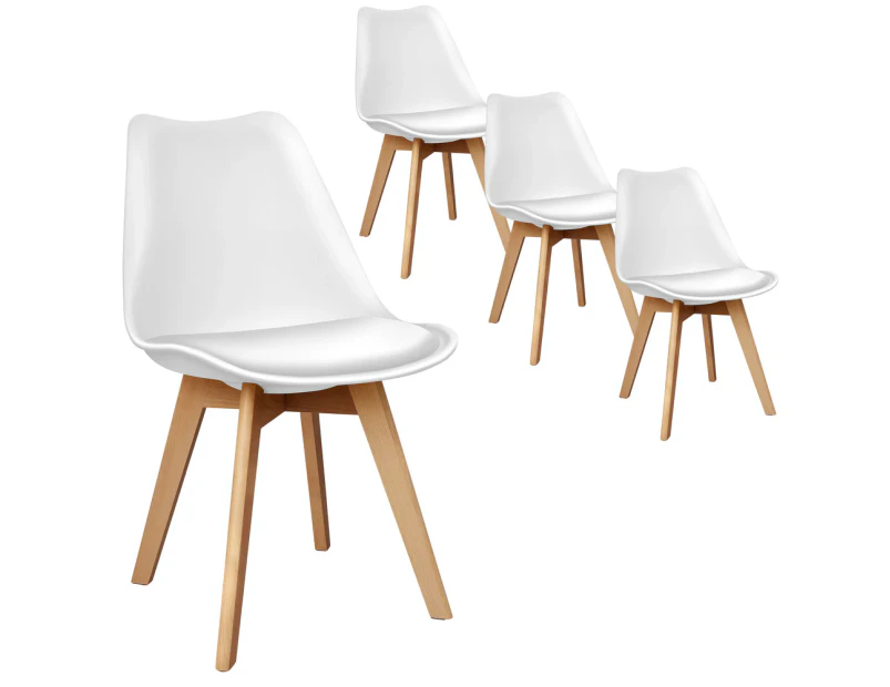 ALFORDSON Dining Chairs Set of 4 Wooden PU Leather White