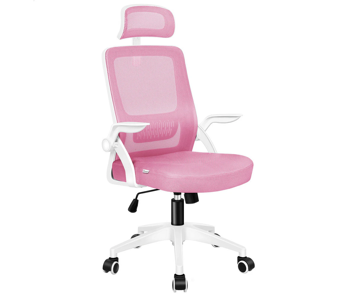 ALFORDSON Mesh Office Chair Tilt Executive Fabric Seat White & Pink